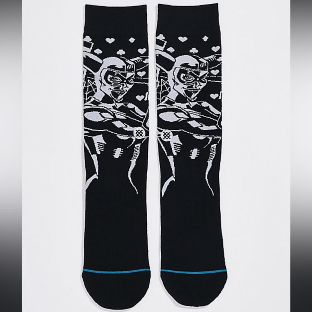 NWT Harley Quinn Batman Villain Ltd. Edition Infiniknit Stance Brand Black Socks